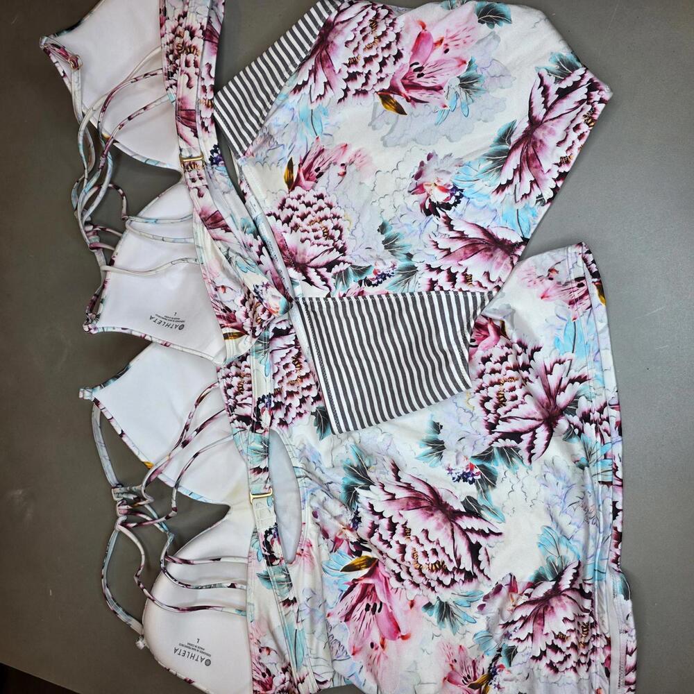 Athleta three piece multicolored Swimming set inclg tankini size M-Bottom L-top - Picture 6 of 6